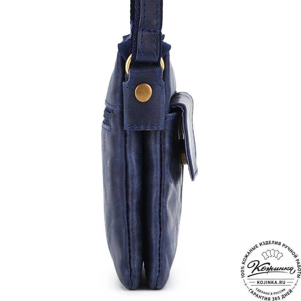 Кожаная сумка "Вуди" (синий антик)